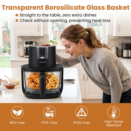 4.7 QT Glass Air Fryer with Steam Frying Mode