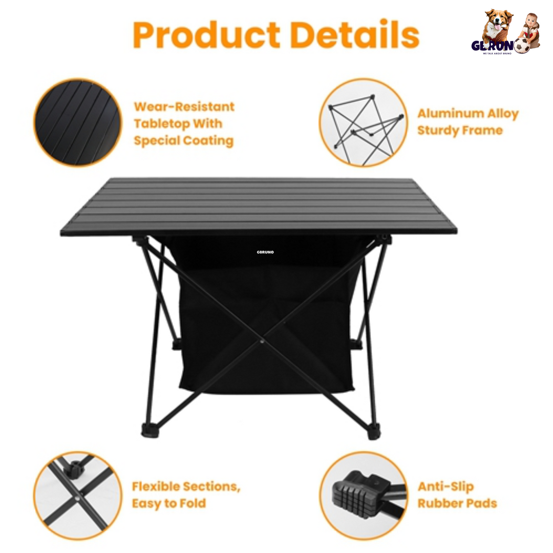 GBruno Foldable Camping Table With Storage Basket