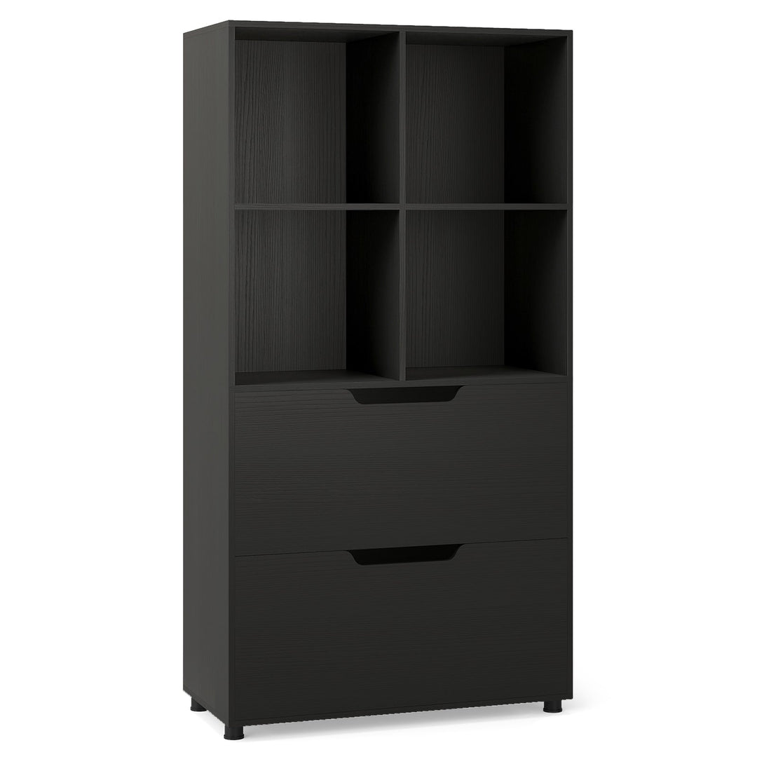 4-Cube Bookcase with 2 Drawers 51 inch 5-Tier Tall Freestanding Bookshelf