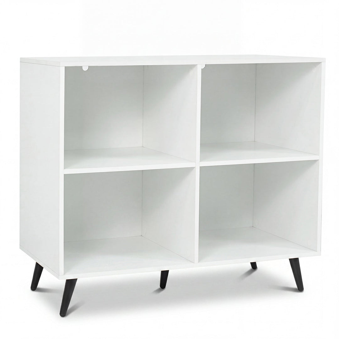 4-Cube Bookshelf with Metal Legs - White