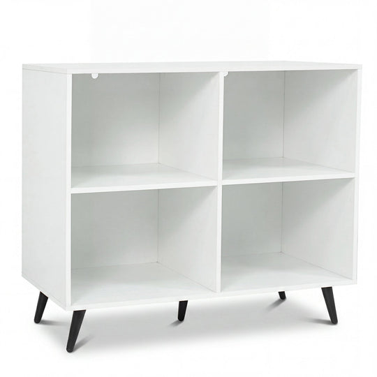 4-Cube Bookshelf with Metal Legs - White