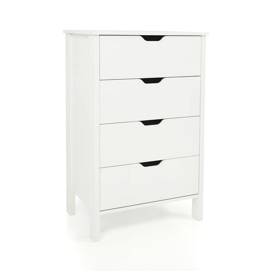 4-Drawer Dresser Wooden Nightstand with Anti-Tipping Kits-White