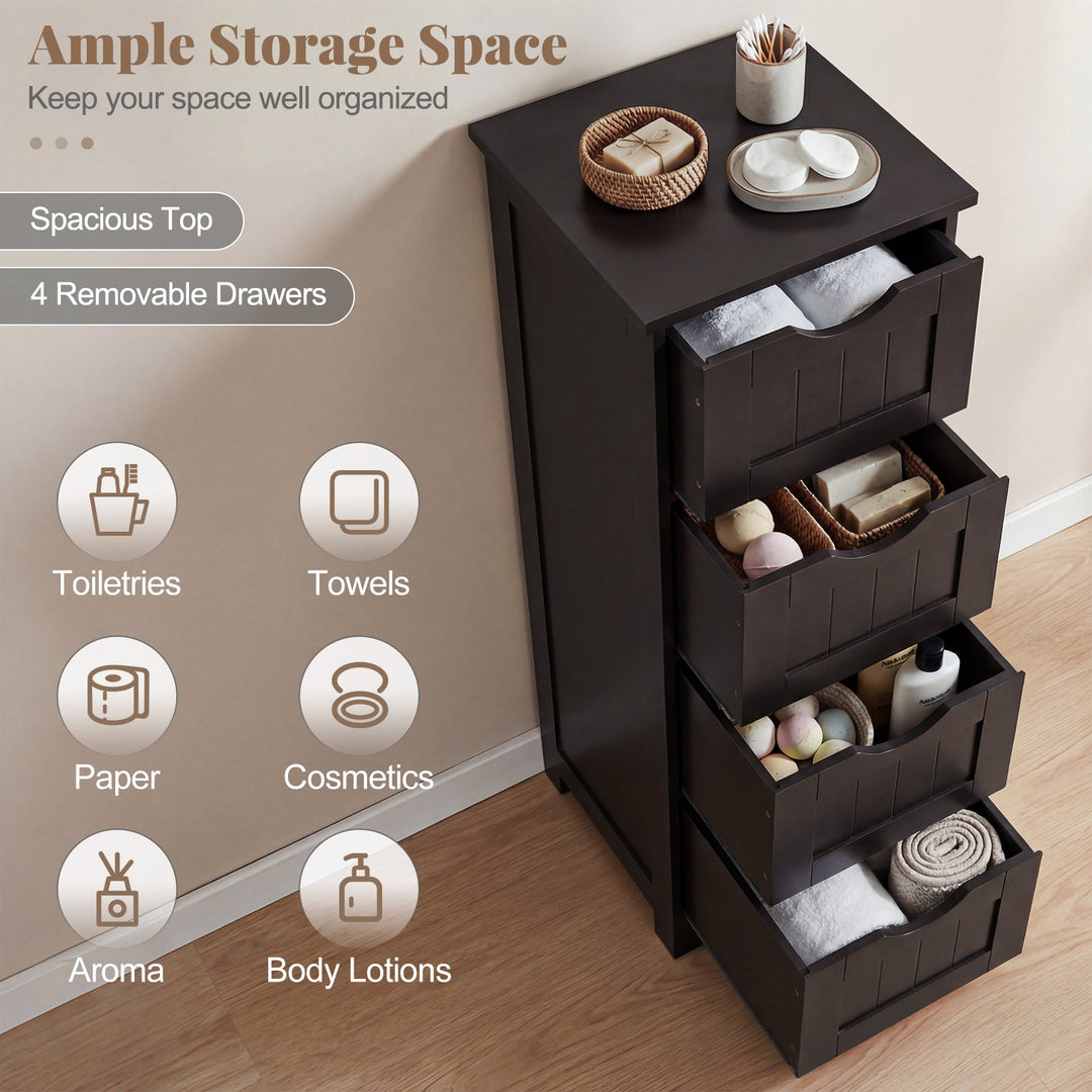 4-Drawer Freestanding Floor Cabinet with Anti-Toppling Device