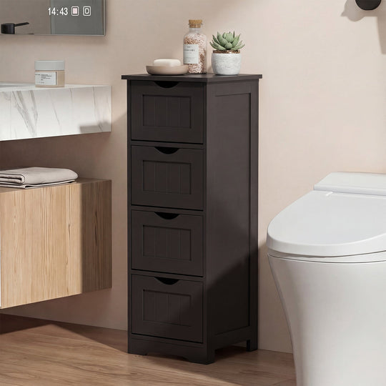 4-Drawer Freestanding Floor Cabinet with Anti-Toppling Device