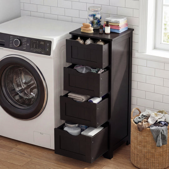 4-Drawer Freestanding Floor Cabinet with Anti-Toppling Device