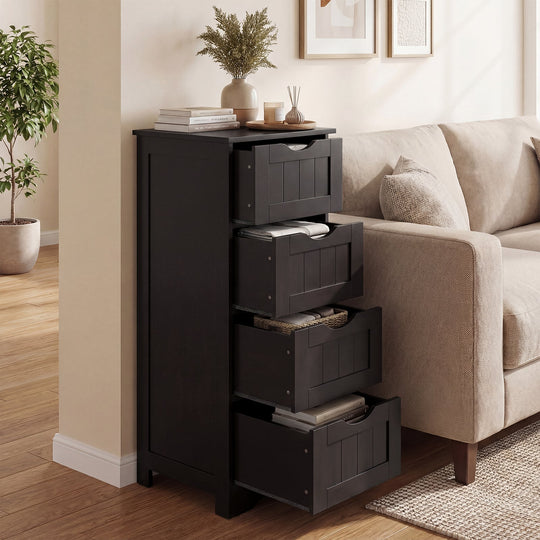 4-Drawer Freestanding Floor Cabinet with Anti-Toppling Device
