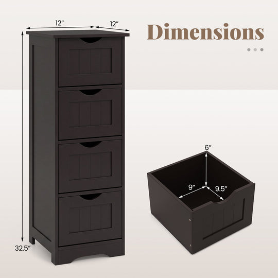 4-Drawer Freestanding Floor Cabinet with Anti-Toppling Device