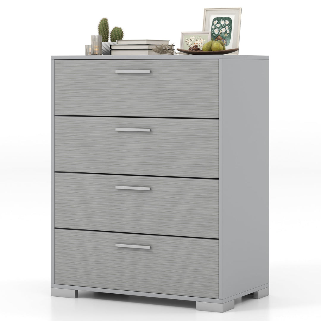 4 Drawer Storage Cabinet with Metal Legs Handles with Anti-Toppling Devices