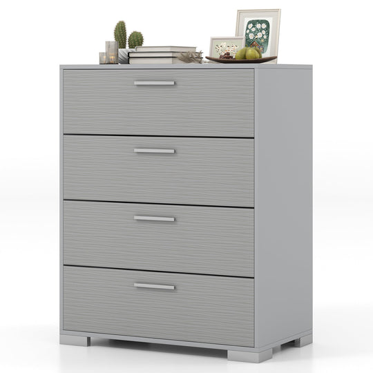 4 Drawer Storage Cabinet with Metal Legs Handles with Anti-Toppling Devices
