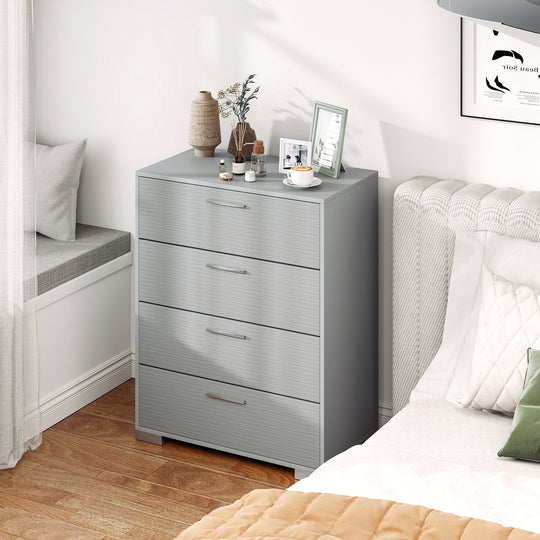 4 Drawer Storage Cabinet with Metal Legs Handles with Anti-Toppling Devices