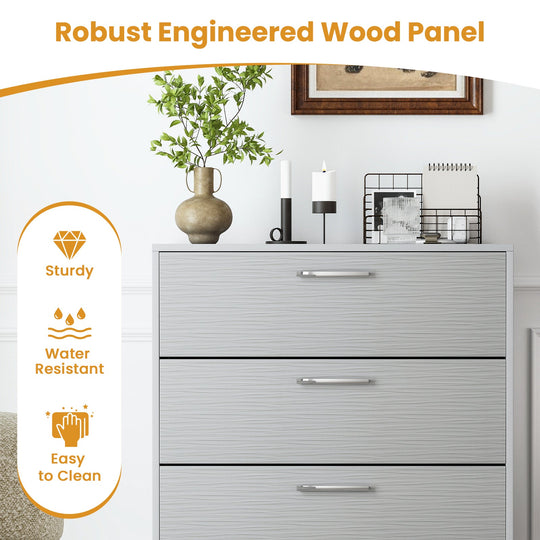 4 Drawer Storage Cabinet with Metal Legs Handles with Anti-Toppling Devices