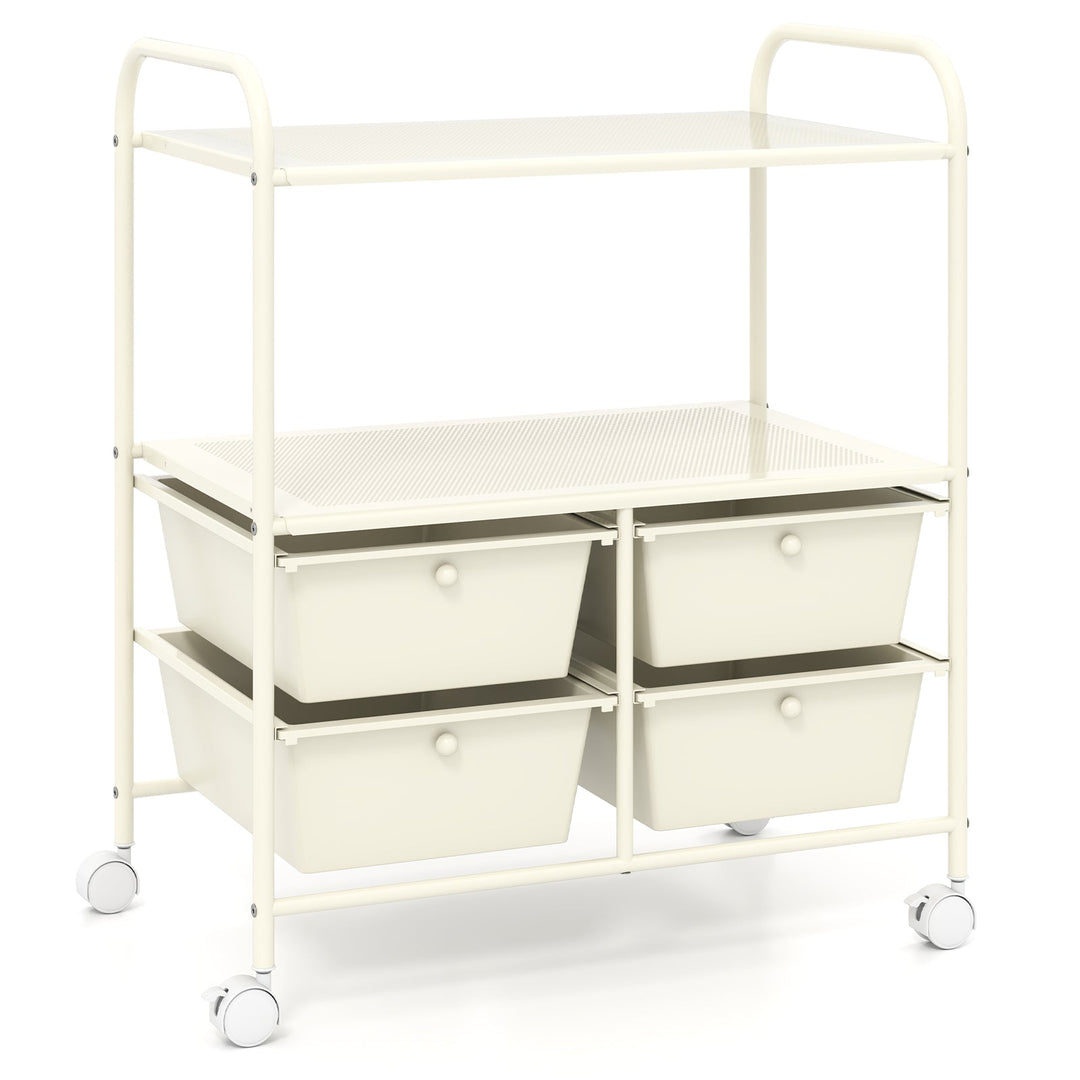 Mobile 4 Drawers Shelves Rolling Storage Cart Rack