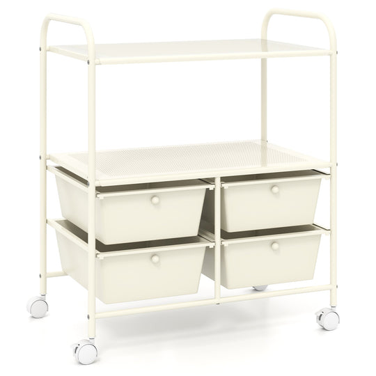 Mobile 4 Drawers Shelves Rolling Storage Cart Rack