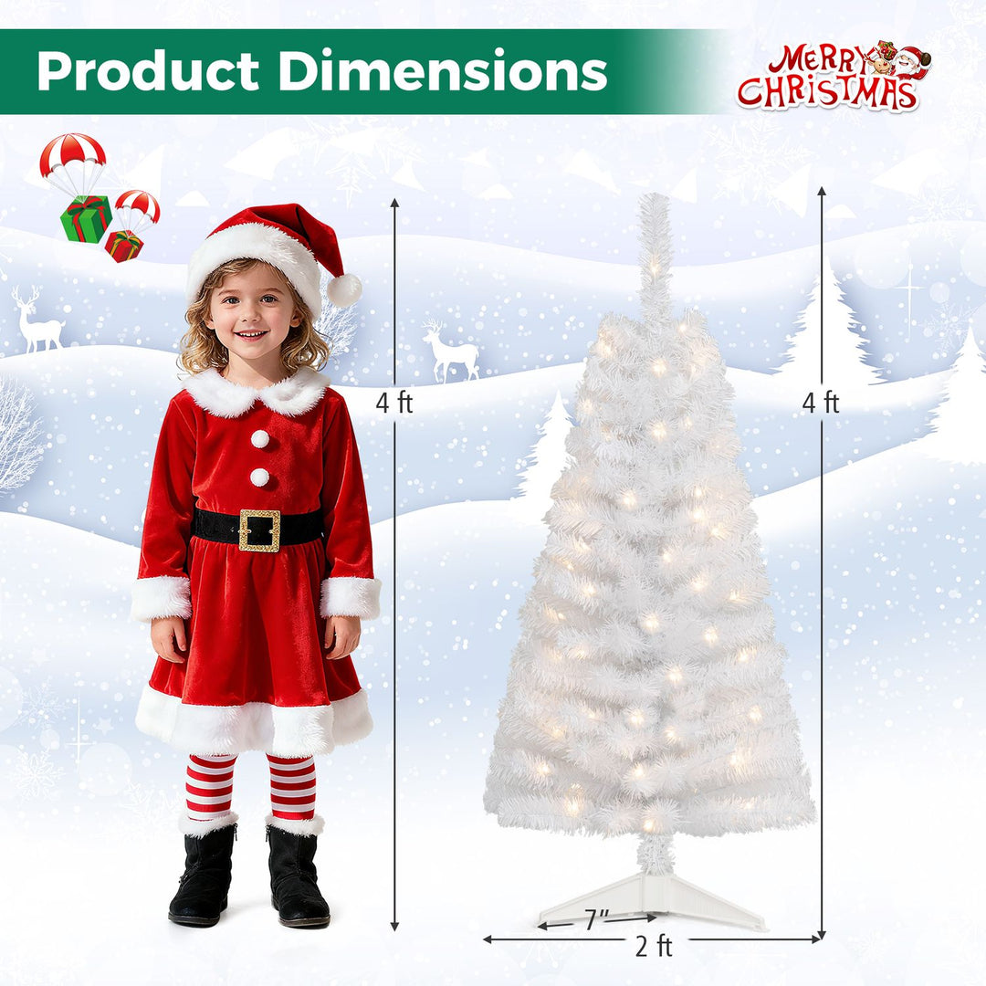 4 FT Artificial Christmas Tree with 110 Branch Tips and 50 Warm White LED Lights