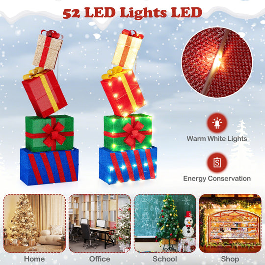 4 Ft Stackable Gift Boxes Set of 4 Stacked Christmas Present Boxes