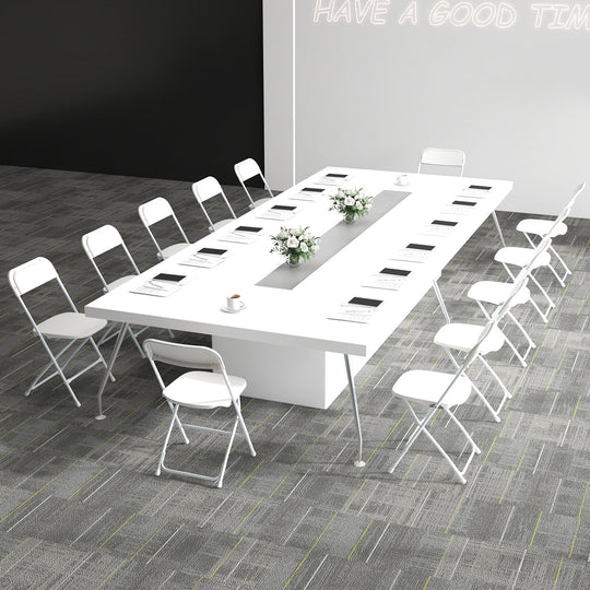 4 Pack Metal Folding Chairs with Plastic Seat and Back-White