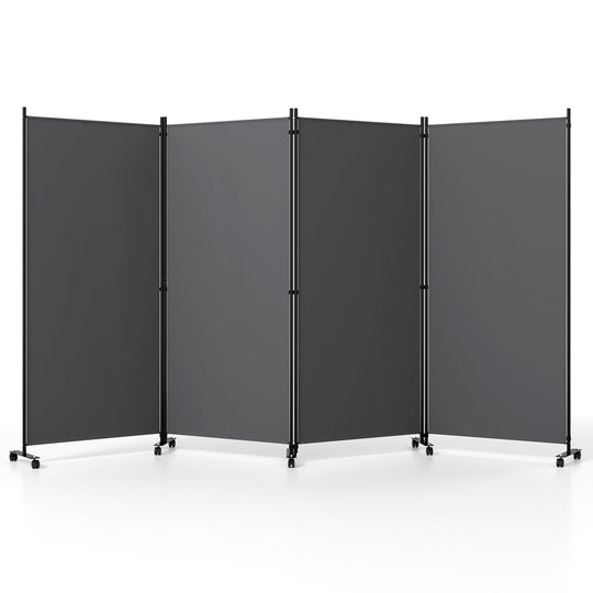 4-Panel Folding Room Divider with Wheels - 71.5" Tall