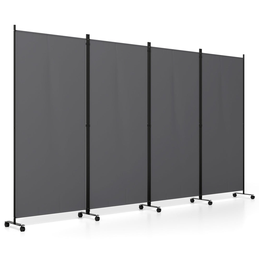 4-Panel Folding Room Divider with Wheels - 71.5" Tall