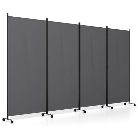 4-Panel Folding Room Divider with Wheels - 71.5" Tall