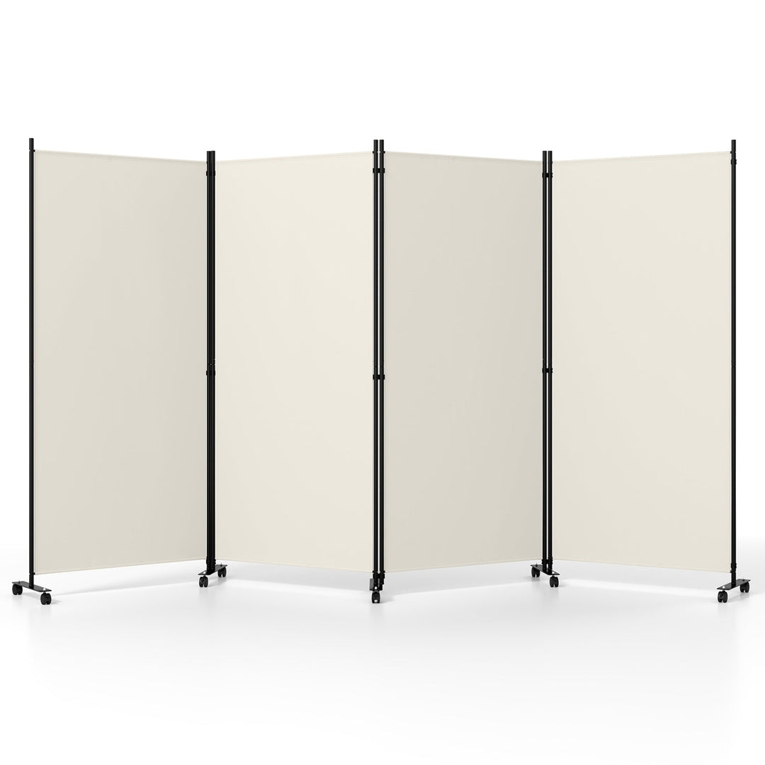 4-Panel Folding Room Divider with Wheels - 71.5" Tall