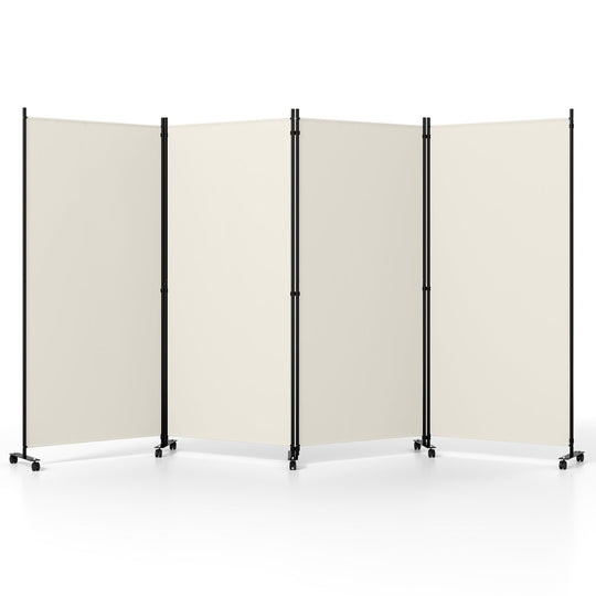 4-Panel Folding Room Divider with Wheels - 71.5" Tall