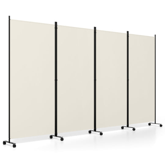 4-Panel Folding Room Divider with Wheels - 71.5" Tall