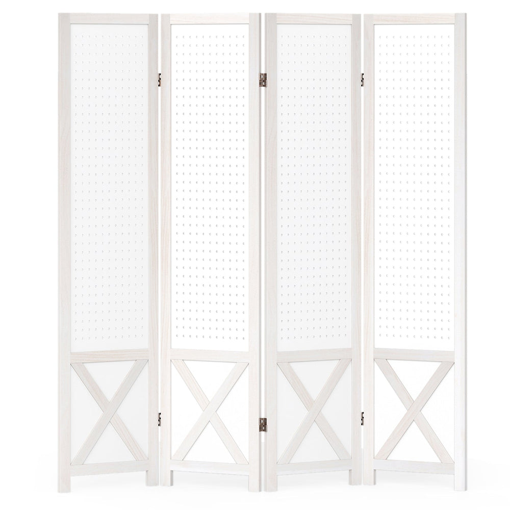 6-Panel Pegboard Room Divider 67 Inches Tall Foldable Privacy Screen