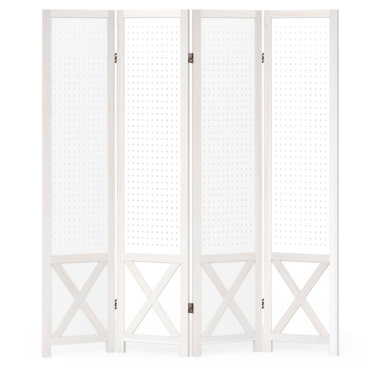 6-Panel Pegboard Room Divider 67 Inches Tall Foldable Privacy Screen