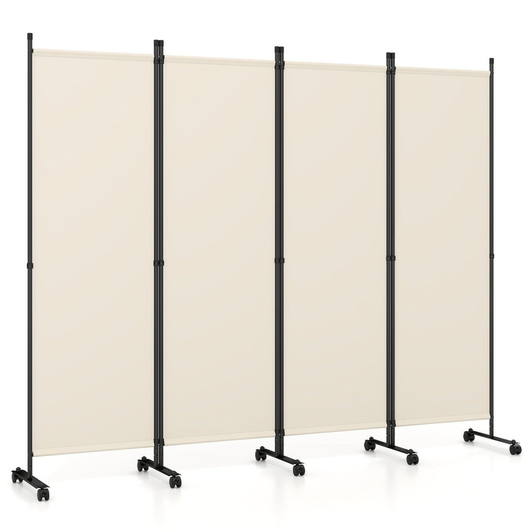 4-Panel Room Divider with Lockable Wheels - 87" x 68"