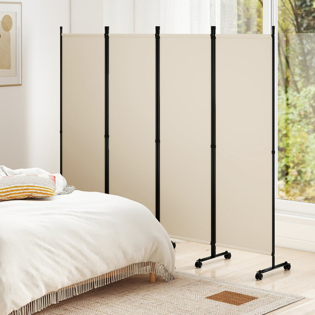 4-Panel Room Divider with Lockable Wheels - 87" x 68"
