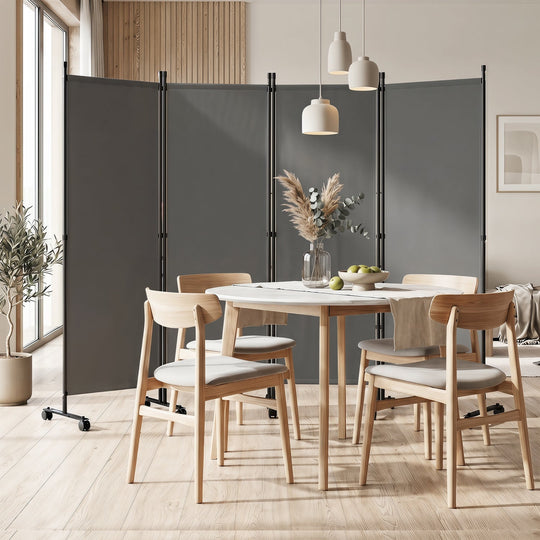 4-Panel Room Divider with Lockable Wheels - 87" x 68"