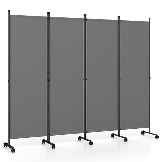 4-Panel Room Divider with Lockable Wheels - 87" x 68"
