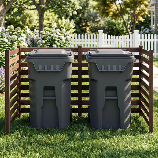 4-Panel Wooden Outdoor Privacy Fence with Ground Stakes