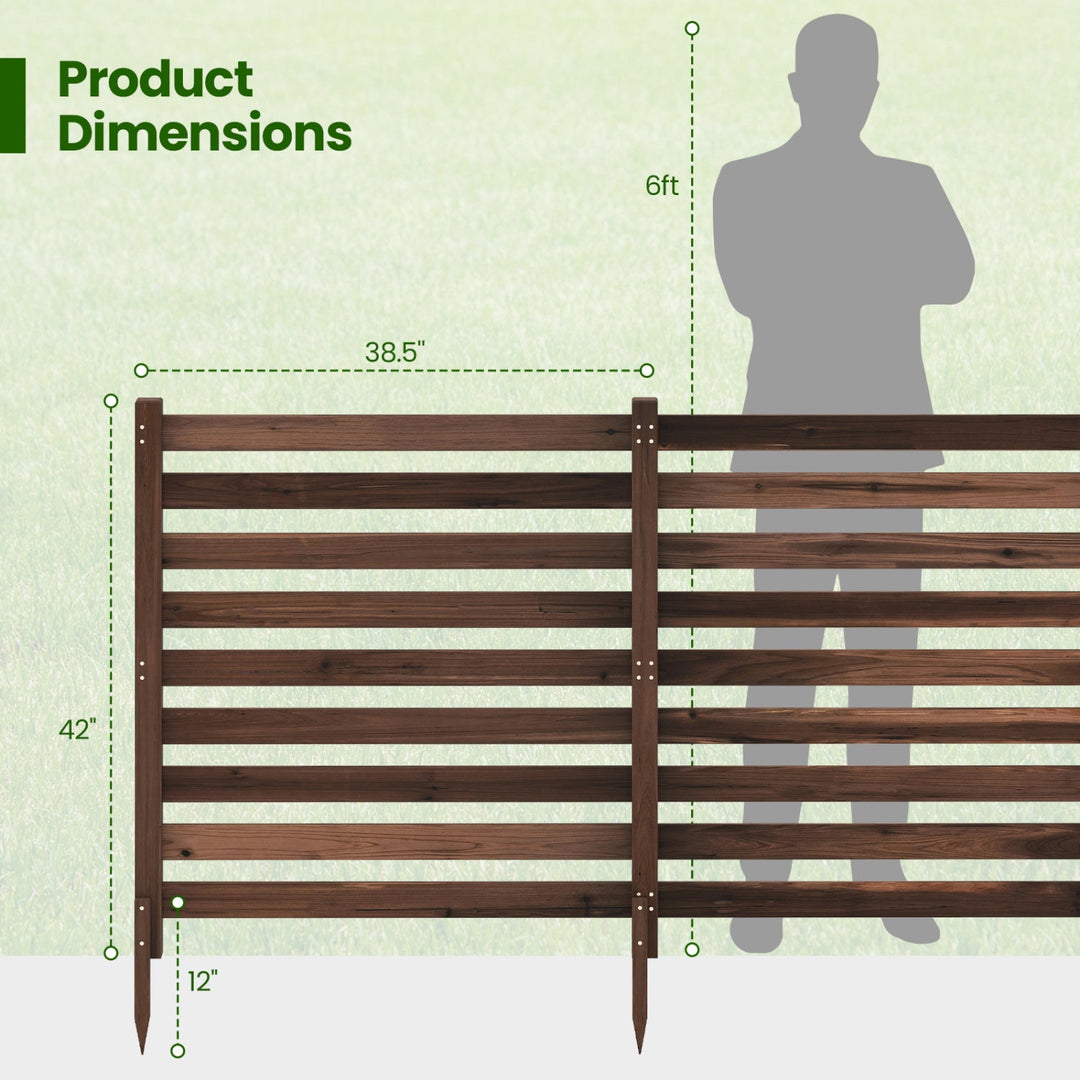 4-Panel Wooden Outdoor Privacy Fence with Ground Stakes