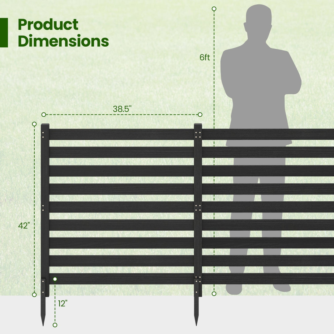 4-Panel Wooden Outdoor Privacy Fence with Ground Stakes