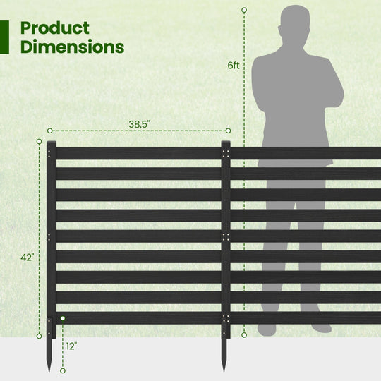 4-Panel Wooden Outdoor Privacy Fence with Ground Stakes