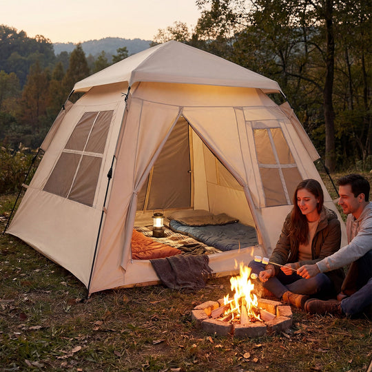 4 Person Camping Tent Portable Automatic Easy Setup with Rainfly and 2 Doors