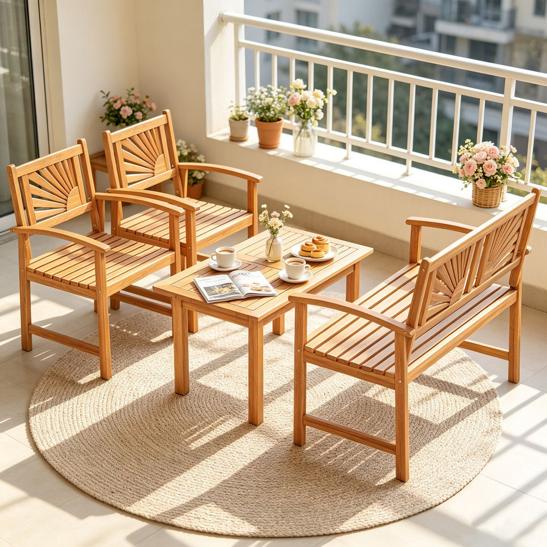 Outdoor Wicker Sofa Chairs and Loveseat with Rectangle Coffee Table