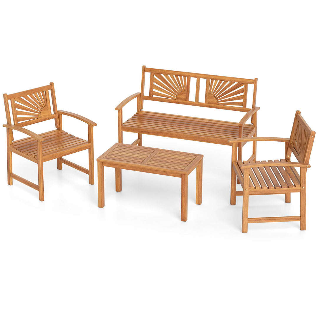 Outdoor Wicker Sofa Chairs and Loveseat with Rectangle Coffee Table