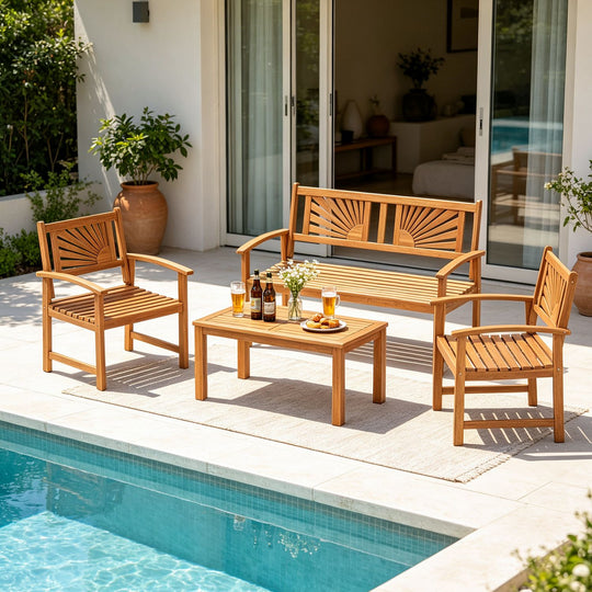 Outdoor Wicker Sofa Chairs and Loveseat with Rectangle Coffee Table