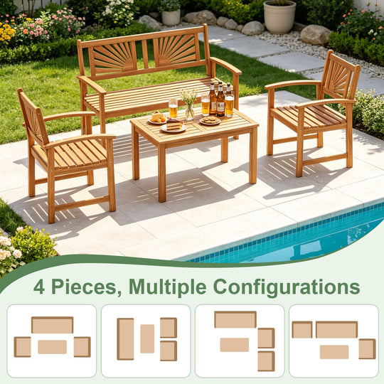Outdoor Wicker Sofa Chairs and Loveseat with Rectangle Coffee Table
