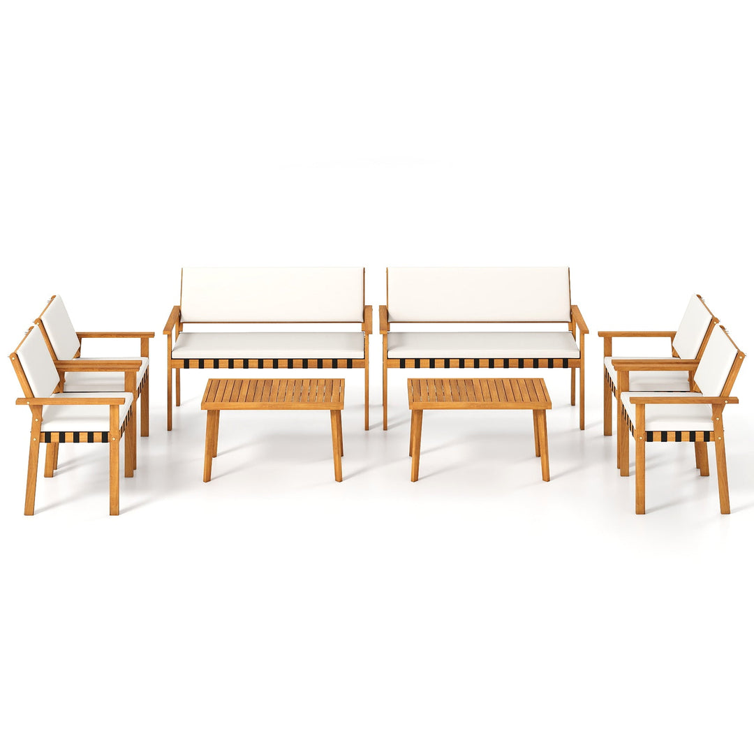4 Piece Patio Furniture Set with Coffee Table for Backyard and Garden-White
