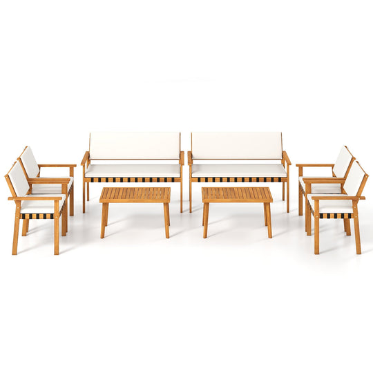 4 Piece Patio Furniture Set with Coffee Table for Backyard and Garden-White