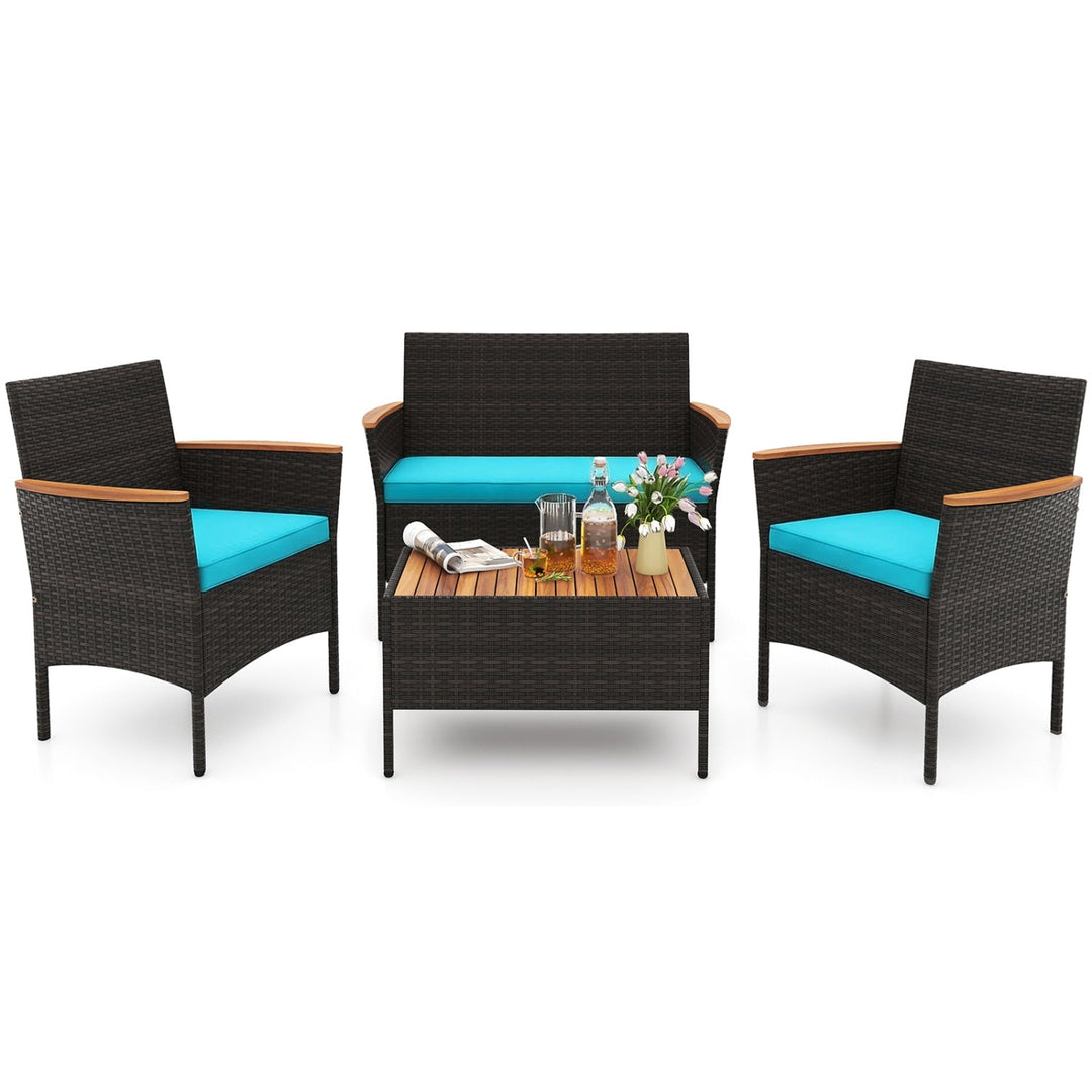4-Piece Patio Conversation Set with Loveseat and Coffee Table