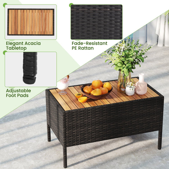 4-Piece Patio Conversation Set with Loveseat and Coffee Table