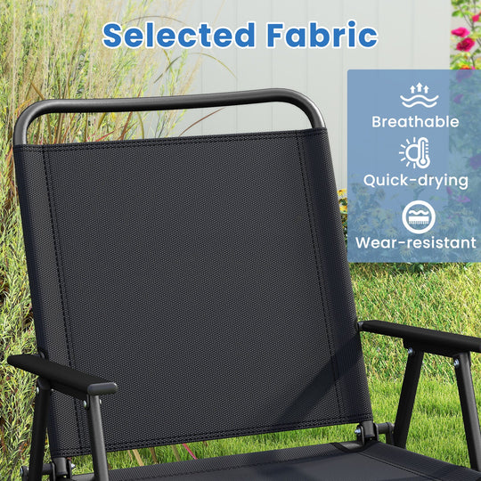 4 Pieces Patio Folding Furniture Set with SPC Coffee Table and Patio Chairs-Black