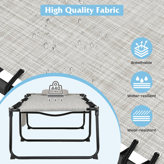 4 Position Folding Lounge Chaise with Adjustable Backrest and Footrest