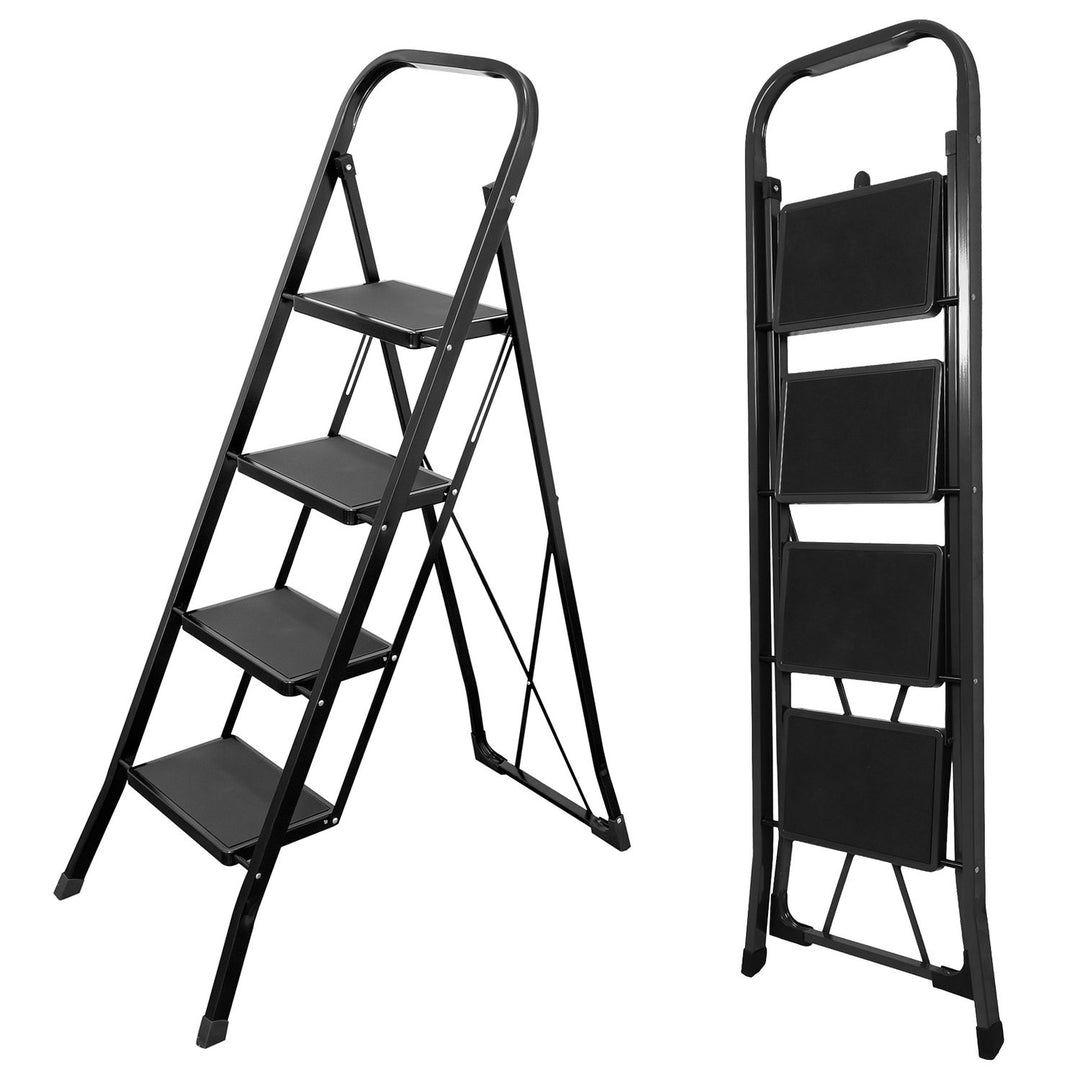 3 Step Ladder Folding Step Stool with Handrail and Wide Anti-Slip Pedals