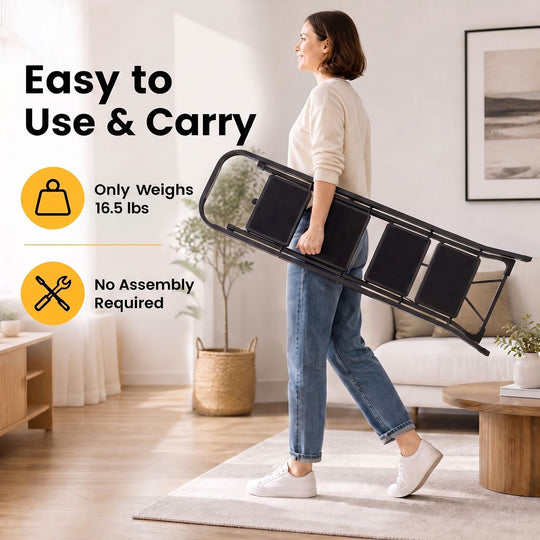 3 Step Ladder Folding Step Stool with Handrail and Wide Anti-Slip Pedals