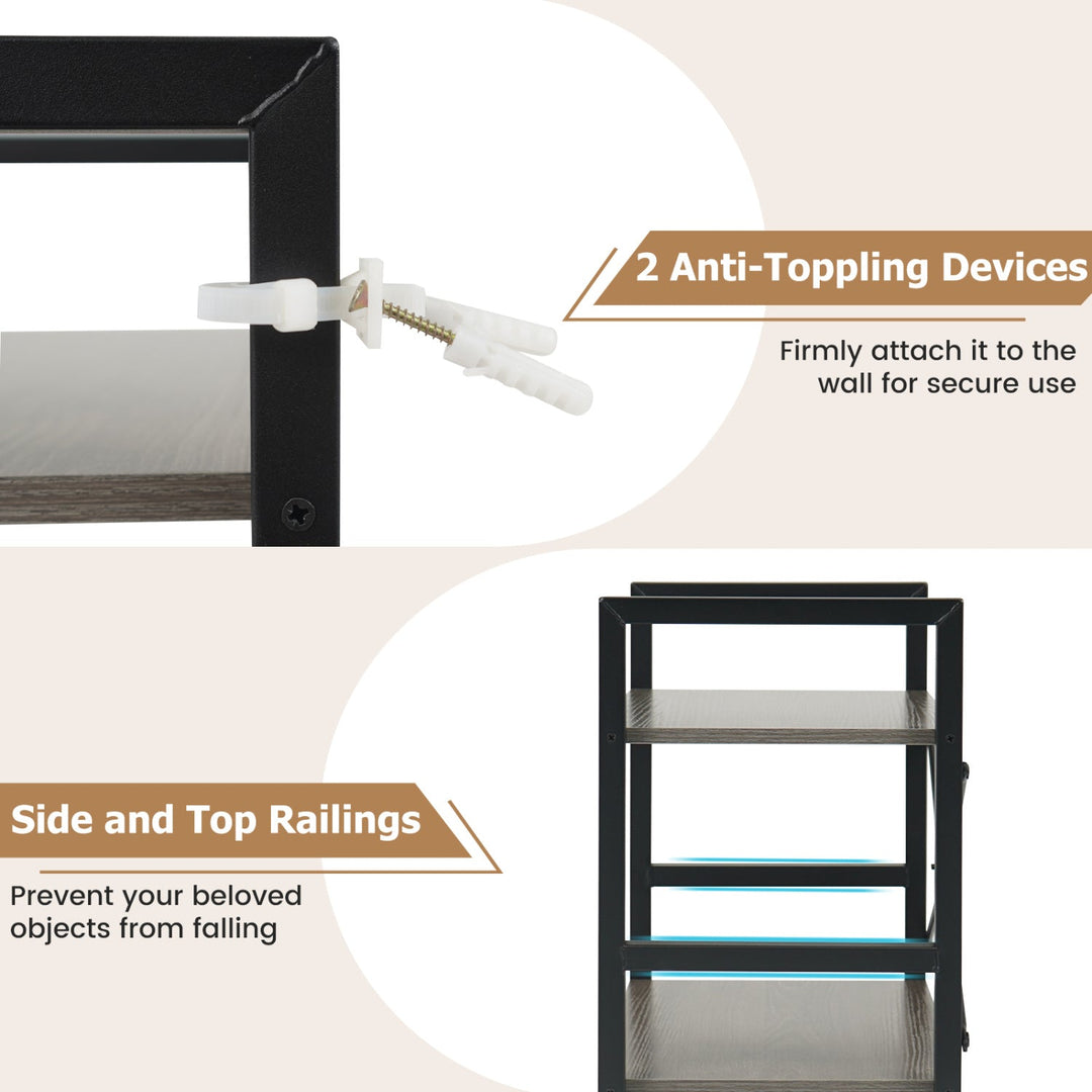 4-Tier Bookshelf Narrow Freestanding Display Shelf with Metal Frame